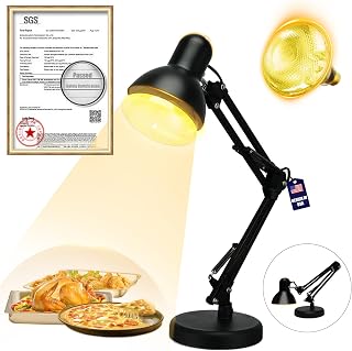 RVGMBO Portable Foldable Food Heat Lamp - 3S Quick Heating 250W Warmer for Buffets, Parties, Pizza, Chicken, Chocolate (Black)