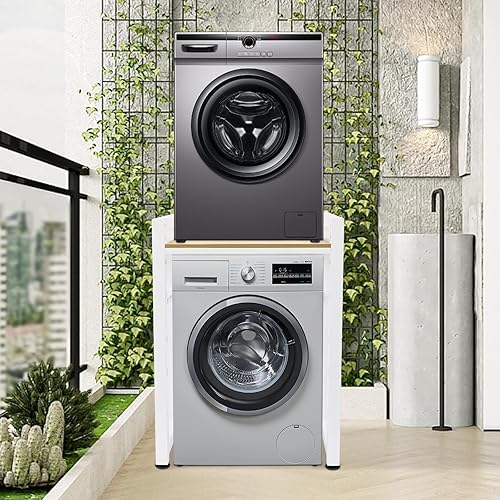 Miniatura 2 de Soporte apilable para lavadora y secadora, estantes resistentes para lavadora y secadora con estante ajustable, capacidad de peso de 418.9 libras