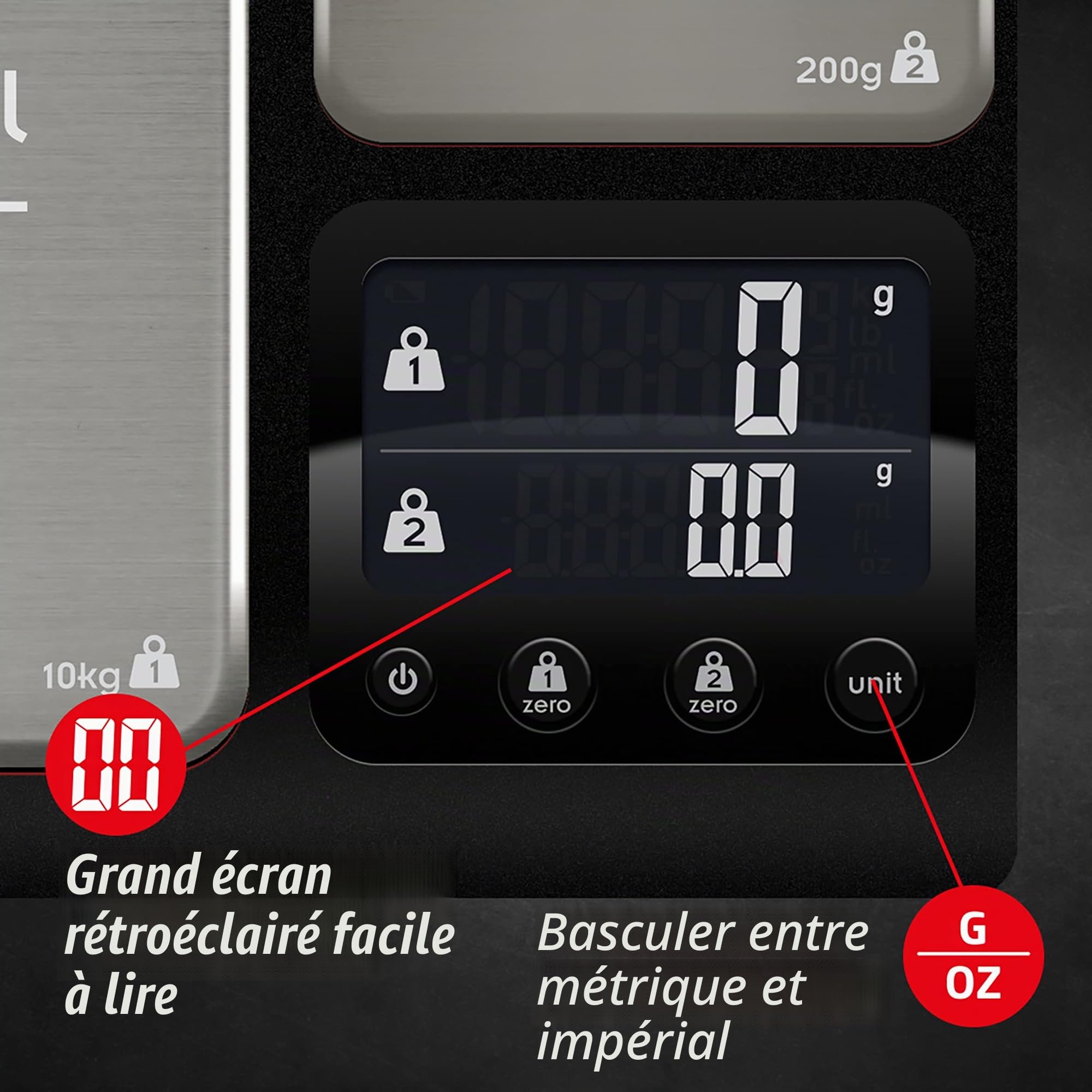 Heston Blumenthal By Salter 1049A HBBKDR Balance Cuisine de Précision à Double Plateforme, Pèse Aliment avec Capacité 10KG et Plate-forme Petite pour Incréments de 0.1g, Mesures Liquides, Noir
