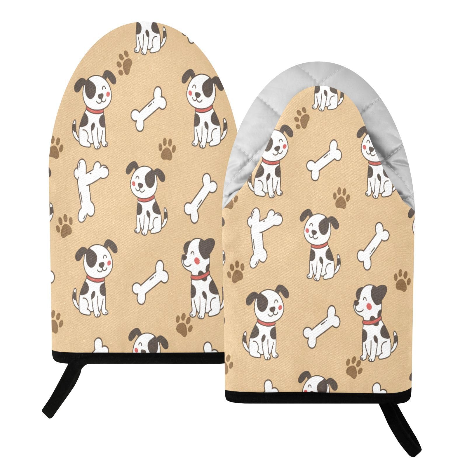 BURSTDDY Dogs and Bones Oven Mitt,Heat Resistant Kitchen Mitts for Cooking