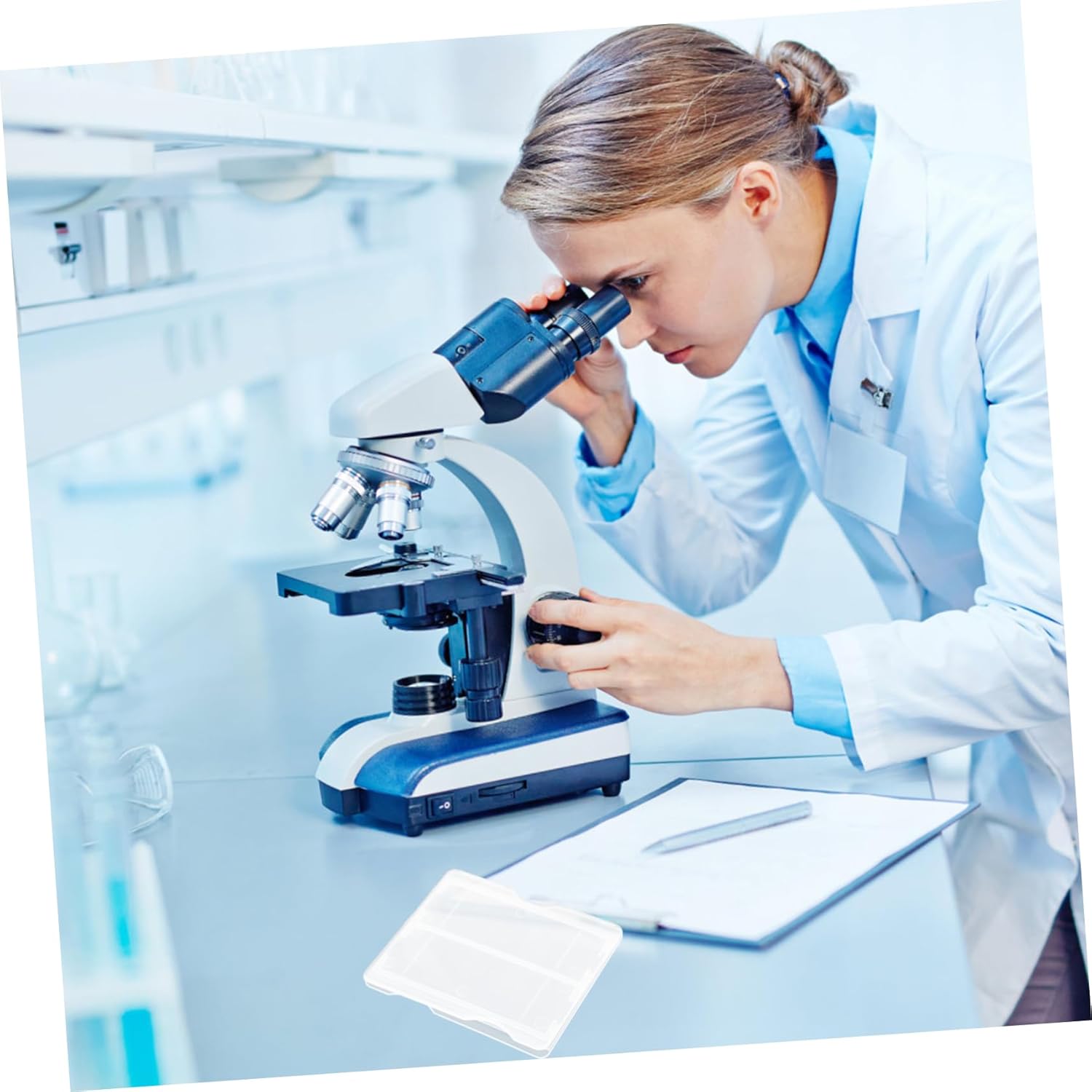 100pcs Microscope Slide Storage Box for School Sturdy Polypropylene Slides Holder Glass Storage Tray