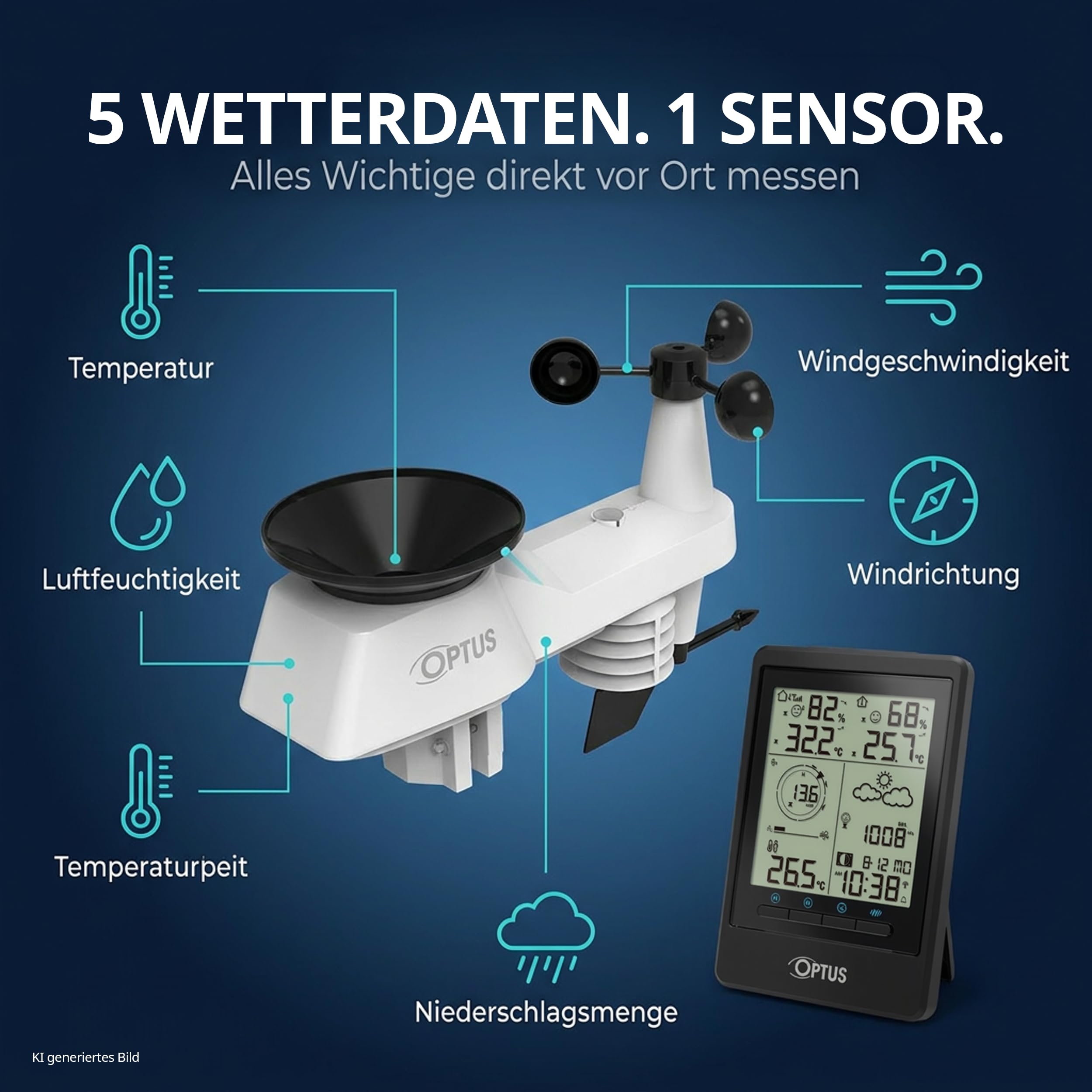 OPTUS Profesjonalna stacja pogodowa Hurricane 5 w 1