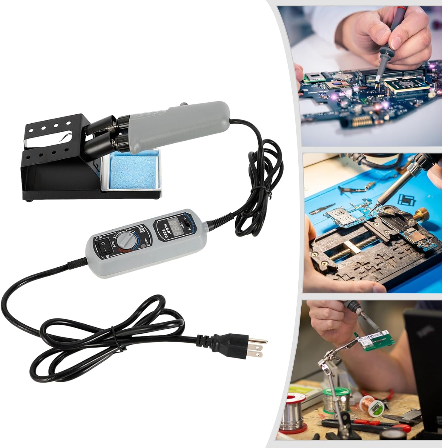 110V 938D Portable Hot Tweezers Mini Welding Station with LED Temperature digital display Sleep Mode for Repair of BGA SMD