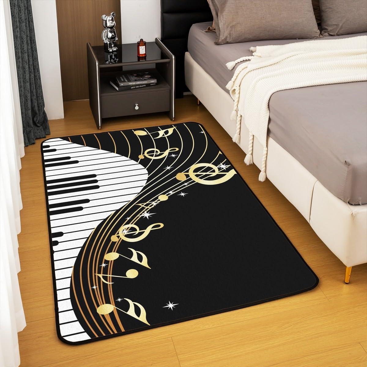 jejeloiu Piano Area Rug 5x7 Music Theme Living Room Rugs for Bedroom Soft Kids Luxury Piano Musical Decorative Carpet Inside Entryway Accent Rug Floor