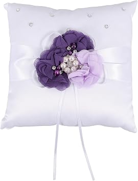 NUOLUX Ring Bearer Pillow,2020cm Wedding Ring Pillow Pearl Flower Decorated