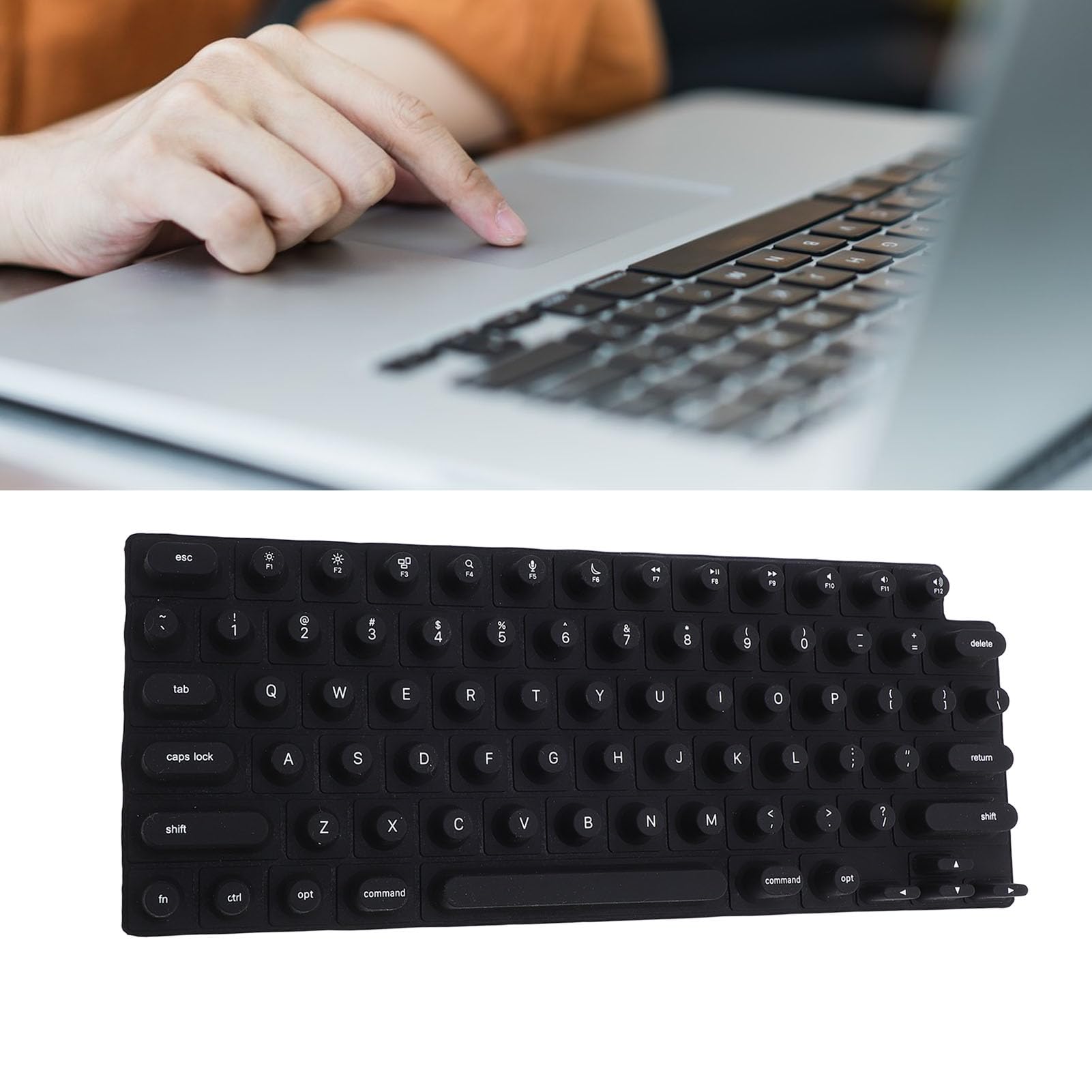 Teclado para Uñas Largas, Tipia Tipo Teckboard Cubierta de Clavos Largos Burbujas Burbujas Strism Silicona Cómodo Tipificación de Uñas Levantadas Tipando de Uñas para OS X (BLACK)