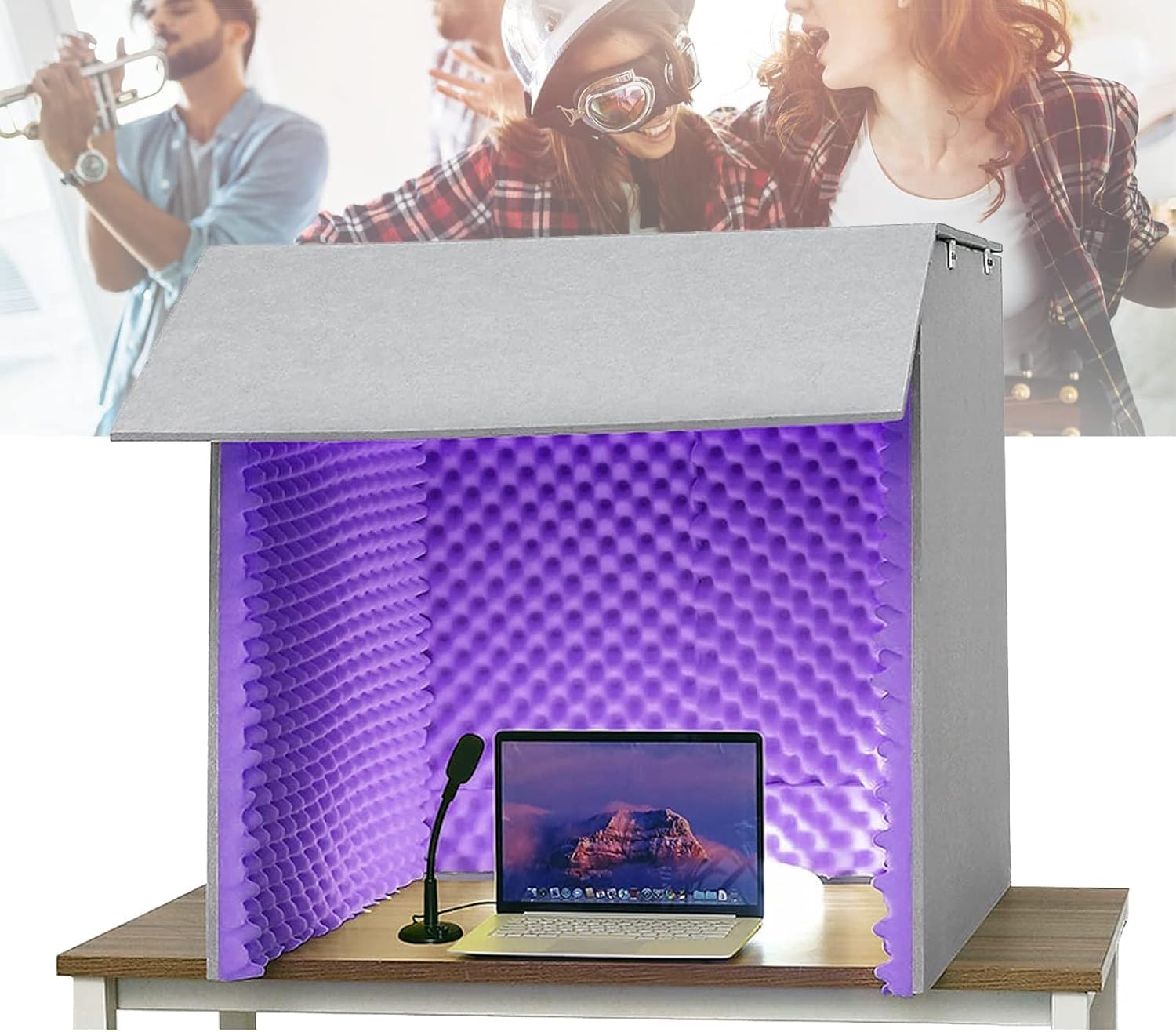 Cabina vocale portatile per registrazione del suono, copertura insonorizzata, isolata, con pannelli in schiuma per un migliore filtraggio audio e riduzione del rumore