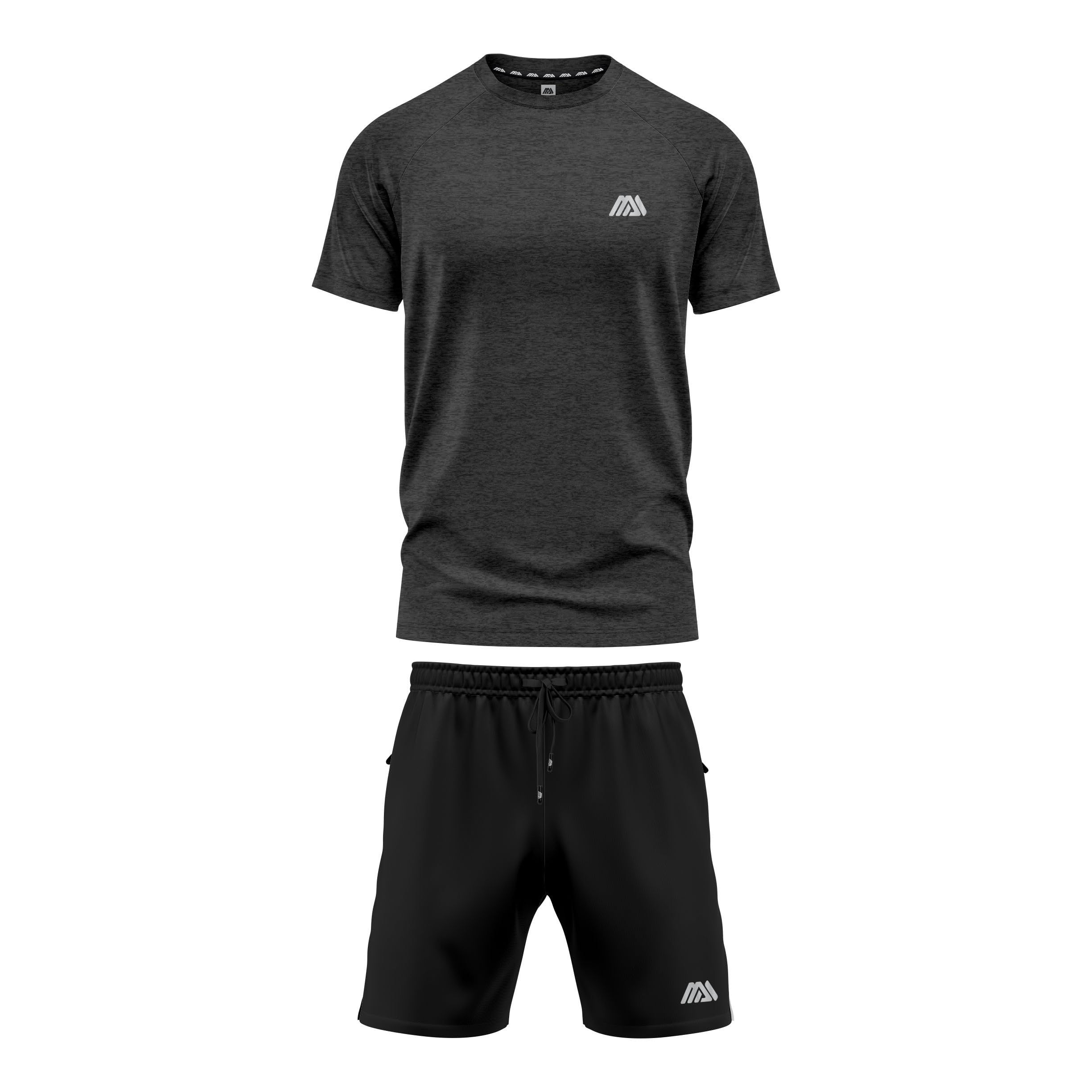 mymixtrendz Set di 2 tute da uomo ad asciugatura rapida, pantaloncini da palestra, leggeri, traspiranti, per corsa, allenamento, fitness e sport