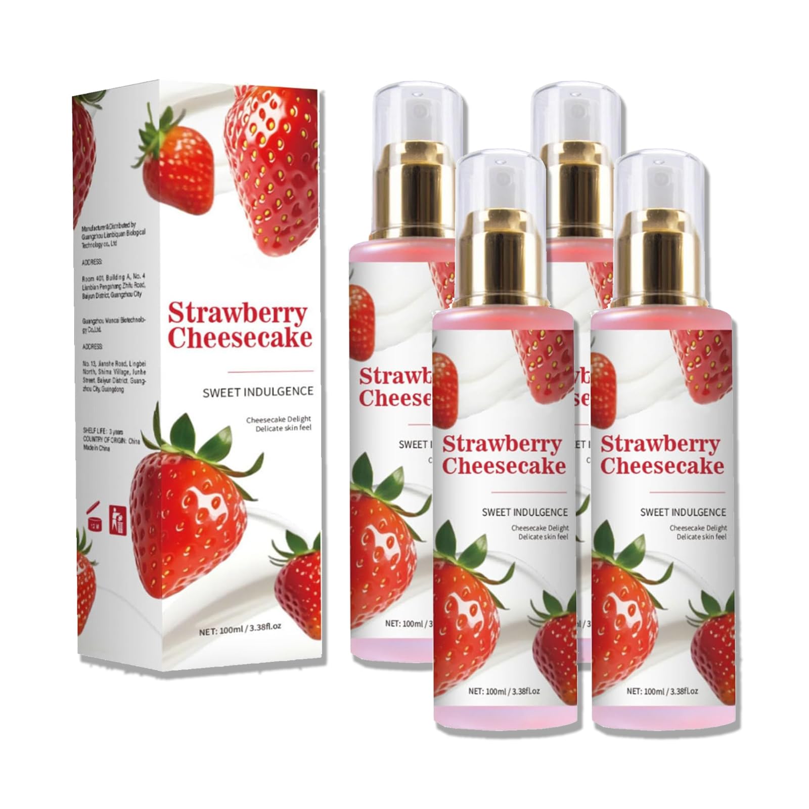 Strawberry Cheesecake Body Spray dla kobiet – trwała mgiełka perfumowana do włosów i skóry, zapach zapachowy, nawilżająca pielęgnacja ciała, 100 ml (4)