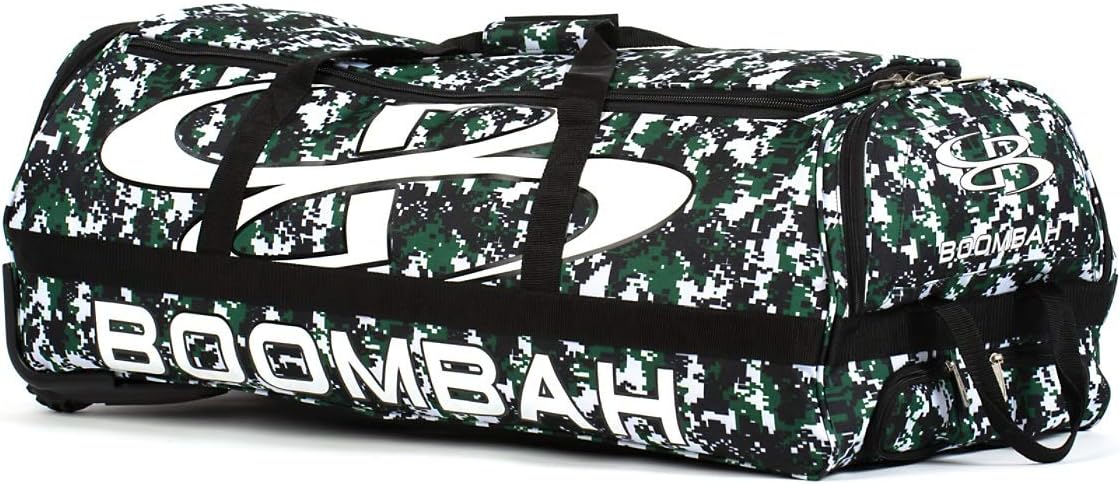 Boombah Brute Camo Rolling Baseball/Softball Bat Bag - 35" x 15" x 12-1/2" - Multiple Color Options - Holds 4 Bats and Room for Gear - Wheeled Bag