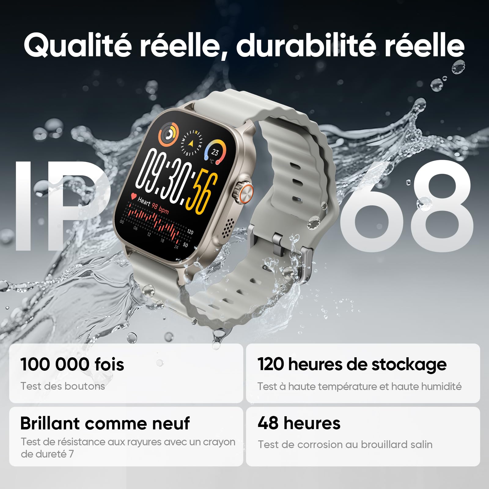 realme Montre connectée Watch 5, IP68,108 Modes Sportifs, Surveillance de la Saturation en oxygène du Sang et du Sommeil,GPS Autonome, autonomie de 16 Jours, Grise