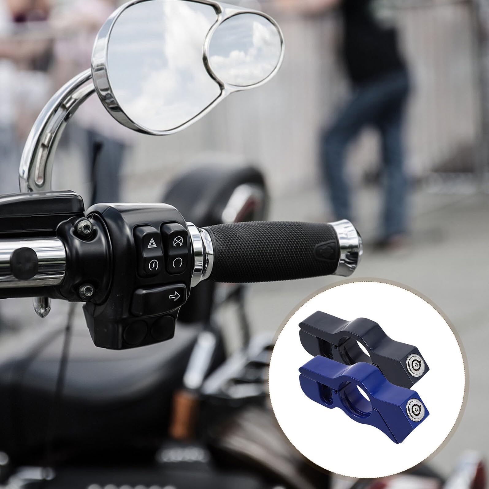 Amosfun 2 Pièces Antivol Guidon Moto Alliage Aluminium Serrure Accélérateur et Frein Robuste Installation Rapide sans Outils Résistant Aux Intempéries Sécurité Anti-vol pour Moto Scooter