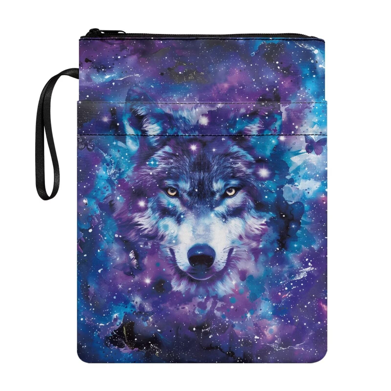 UOIMAG Galaxy Wolf Book Pouch for Girls Secondary School Book Sleeve Aesthetic Cover for Paperbacks — image 1