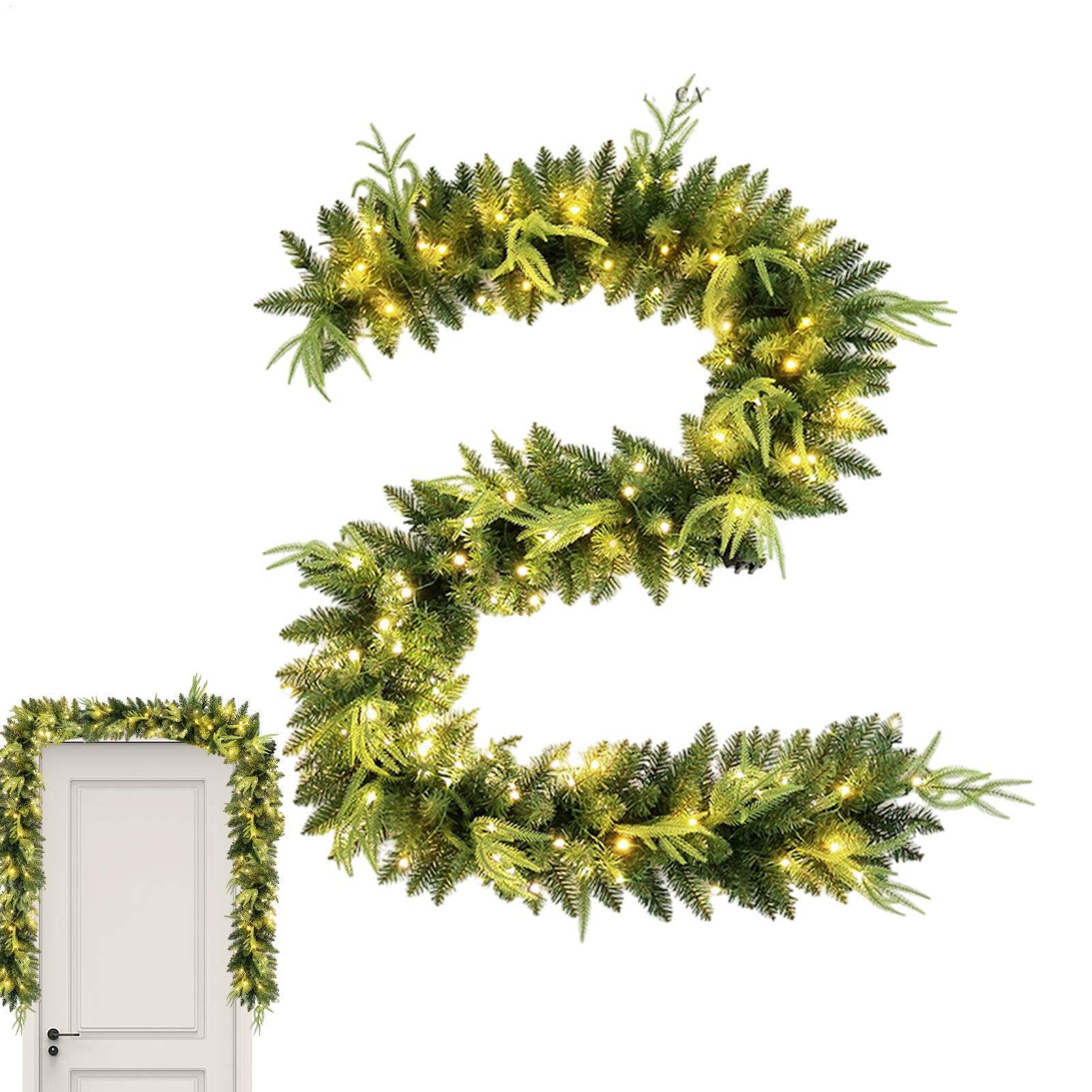 Guirlande de pin pré-éclairée pour jardin et décoration de balcon chaleureux en hiver