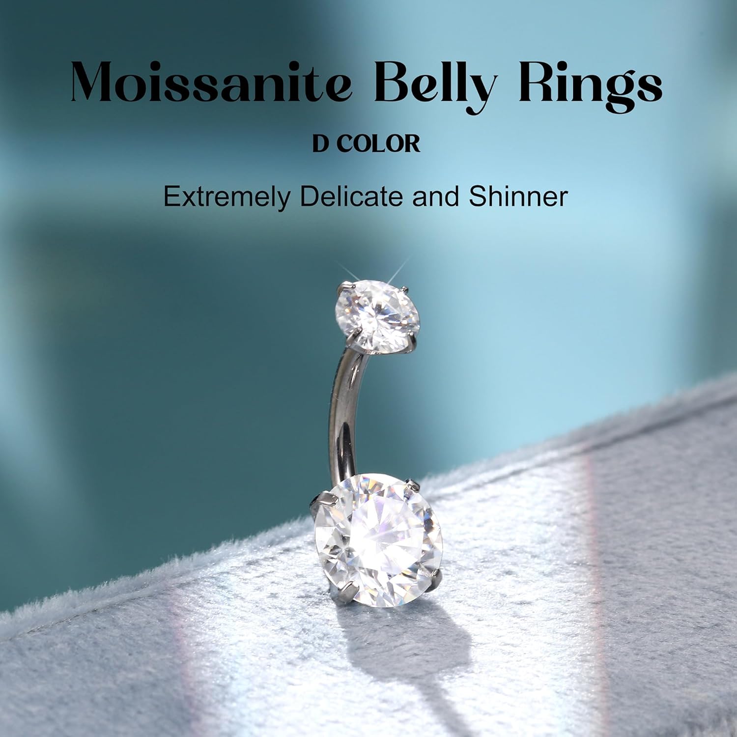Moissanite ＆ G23 TItanium Belly Button Ring 18K Gold Plated Hypoallergenic Internally Threaded Belly Rings 14G Navel Piercing Jewelry For Women Men D Color VVS1 Clarity Brilliant Cut - Image 3