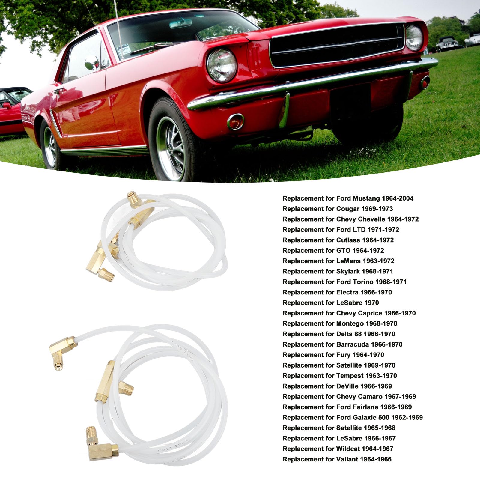 2 Mangueras de Fluido Hidráulico Convertibles Power Top, Manguera de Fluido Hidráulico Power Top, Juego de Mangueras Superiores Convertibles, Reemplazo Flexible para Mustang 1964 a 2004