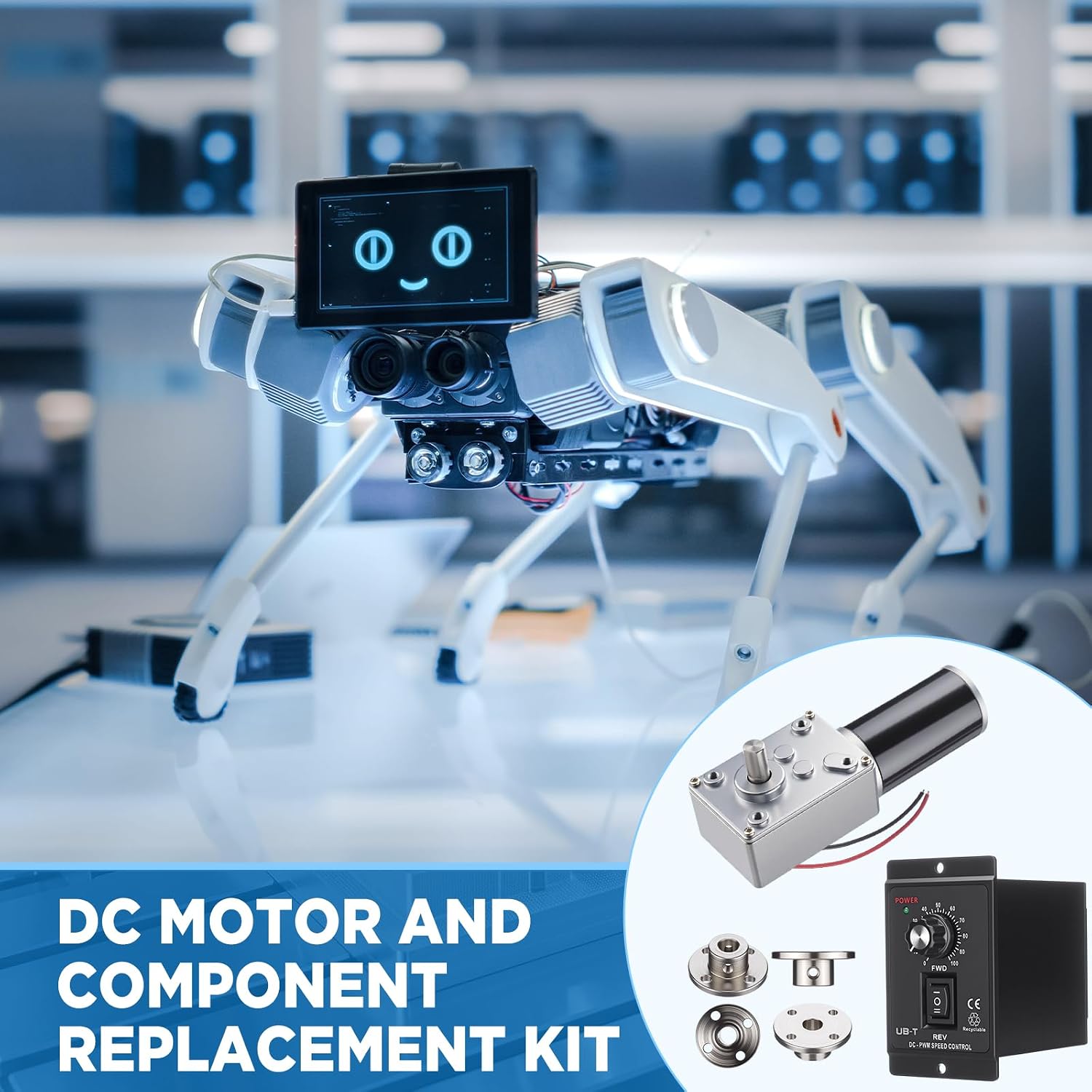 Sabary 6 Piece 12v 12rpm Dc Worm Gear Motor Kit with 20a Pwm Speed Controller for Forward and Reverse Control, High Torque Self-Locking Motor for DIY Automation, Robotics