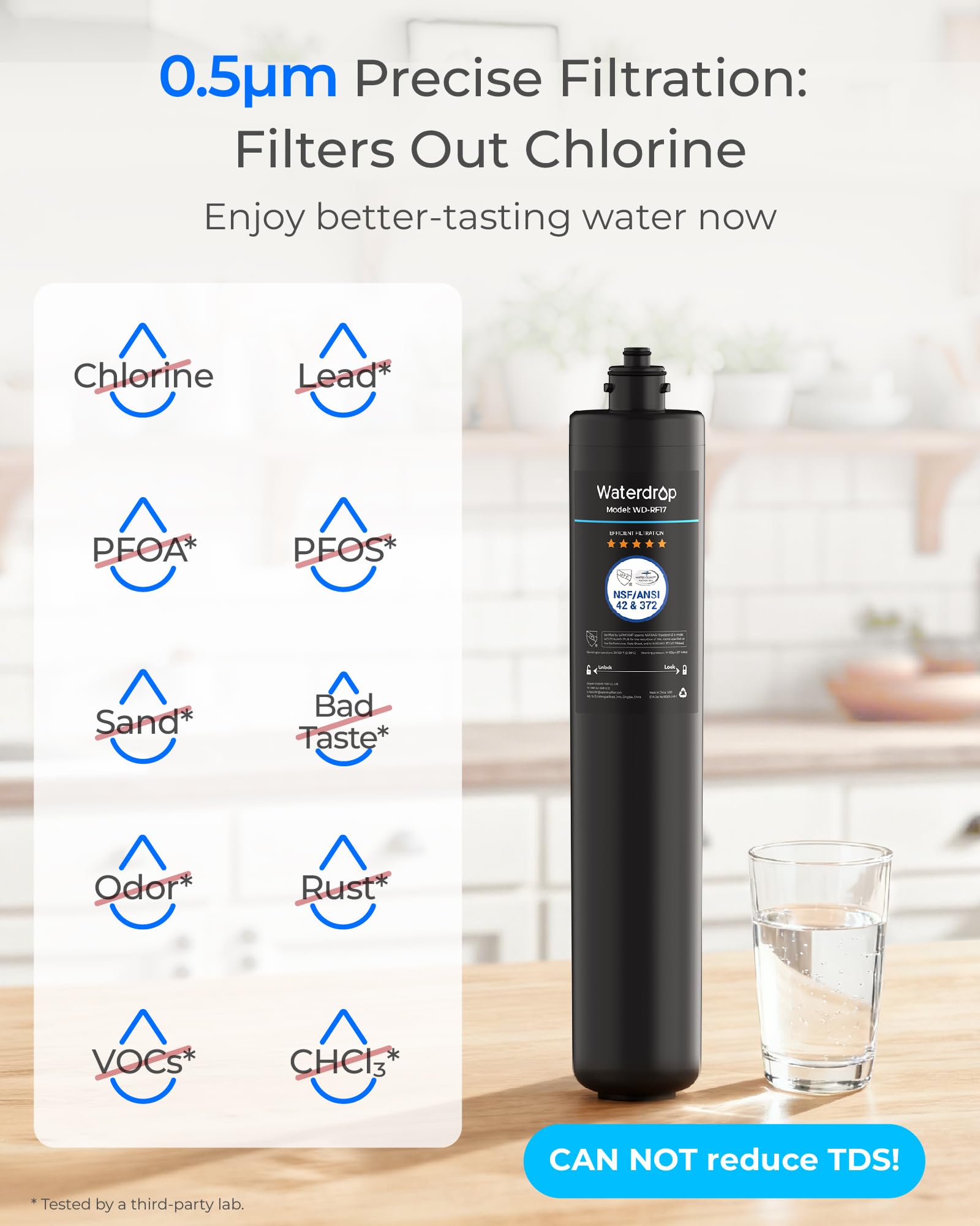 Waterdrop RF17 Replacement Filter Cartridge for 17UA 17UB Under Sink Water Filter Reduces PFAS PFOA PFOS Lead Chlorine — view 3