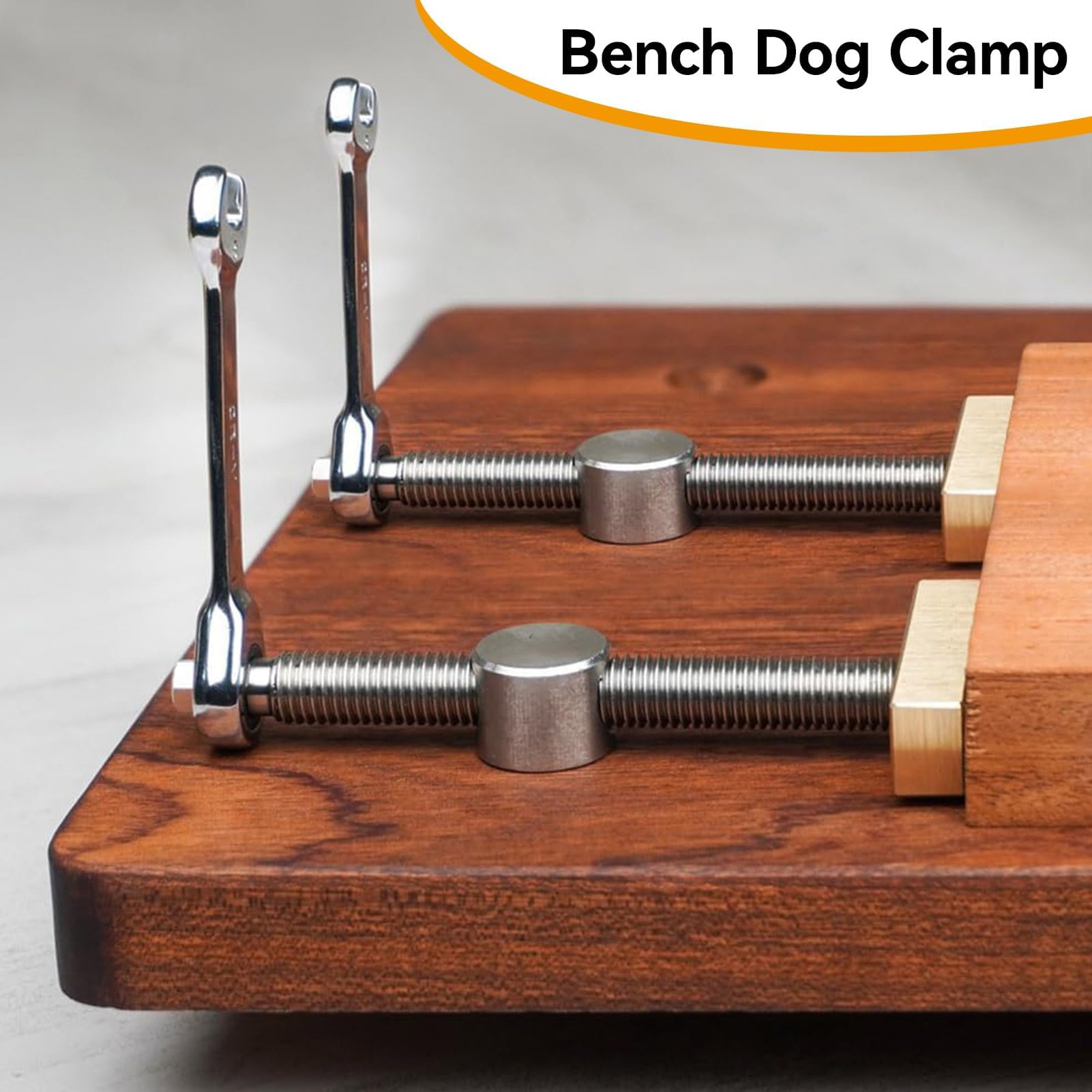 Lot de 2 pinces d'établi de 20 mm avec 4 chiens de banc pour trou de 20 mm, clips de bureau réglables, fixation, bancs d'étau, outil de menuiserie, positionnement DIY (argenté)
