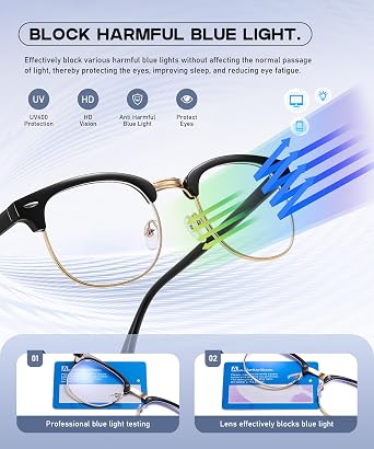 Perfectmiaoxuan 2 Pack Blue Light Blocking Glasses - Retro Round Frame | Anti Fatigue & HD Non-Prescription Lenses for Computer Gaming, Office, and Screen Use | Unisex for Women & Men