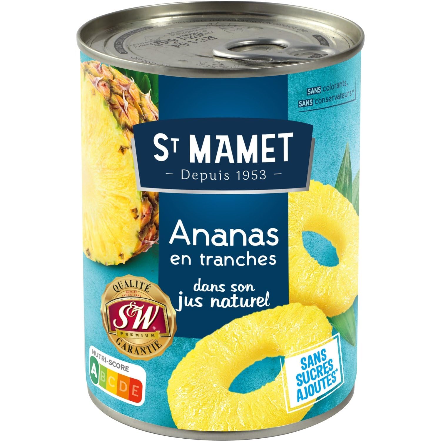 ST MAMET – Ananas en Tranches Sans Sucres Ajoutés, Goût Naturel et Texture Fondante (Boîte 345g) - Lot de 4 - vendu par Lot
