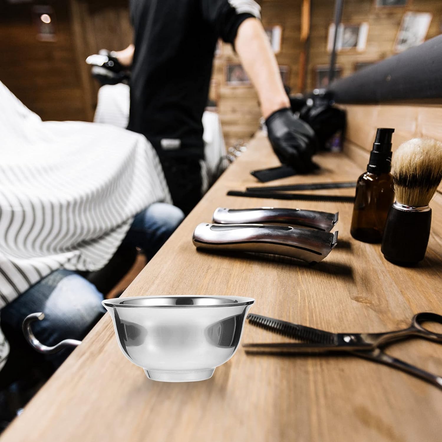 FOMIYES Stainless Steel Shaving Soap Bowl for Men Shaving Bowl Razor Barber Tool Style