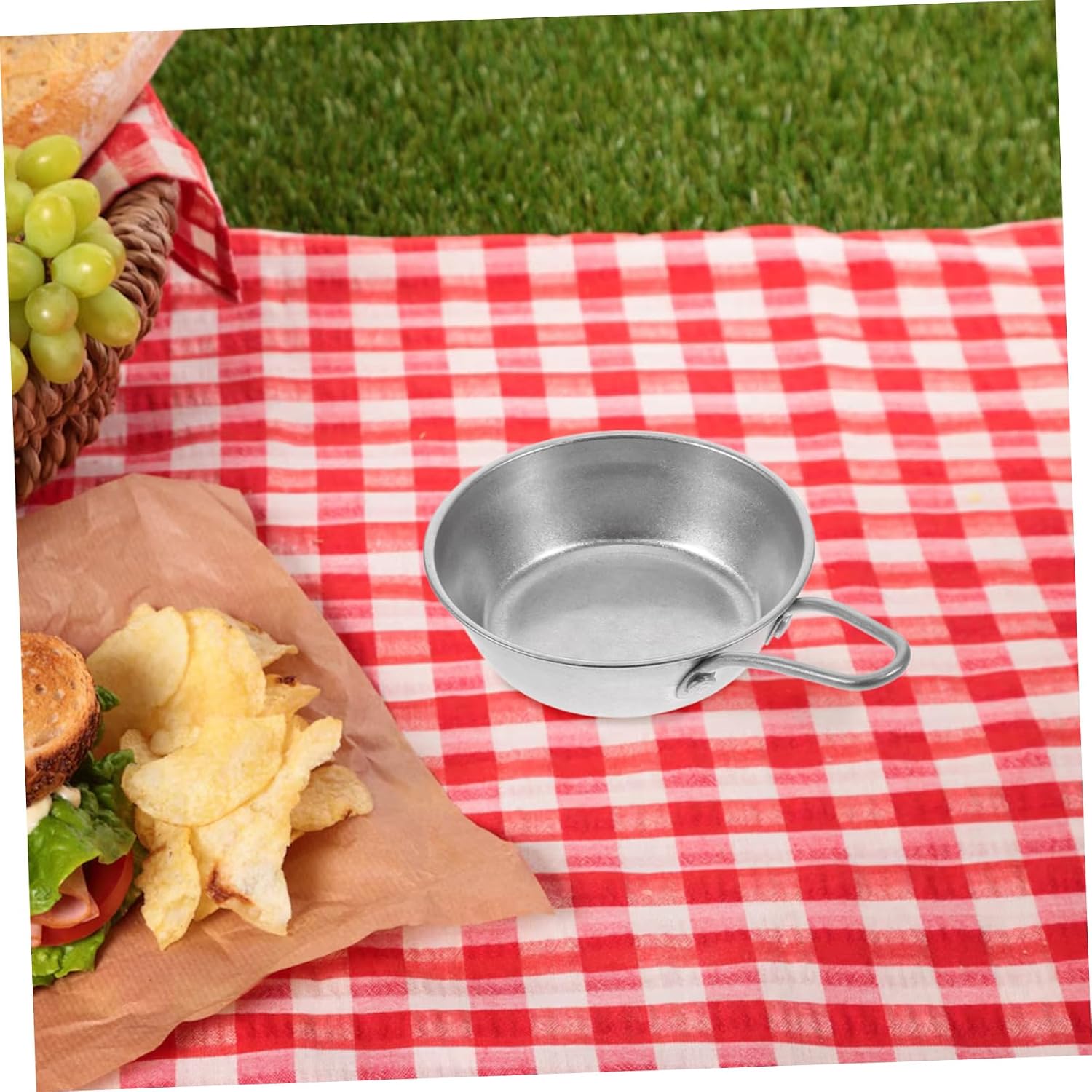Toyvian Stainless Steel Camping Bowl with Handles Outdoor Soup Bowl for Travel Backpacking Picnics Lightweight and Easy to Clean for All Outdoor Culinary Needs
