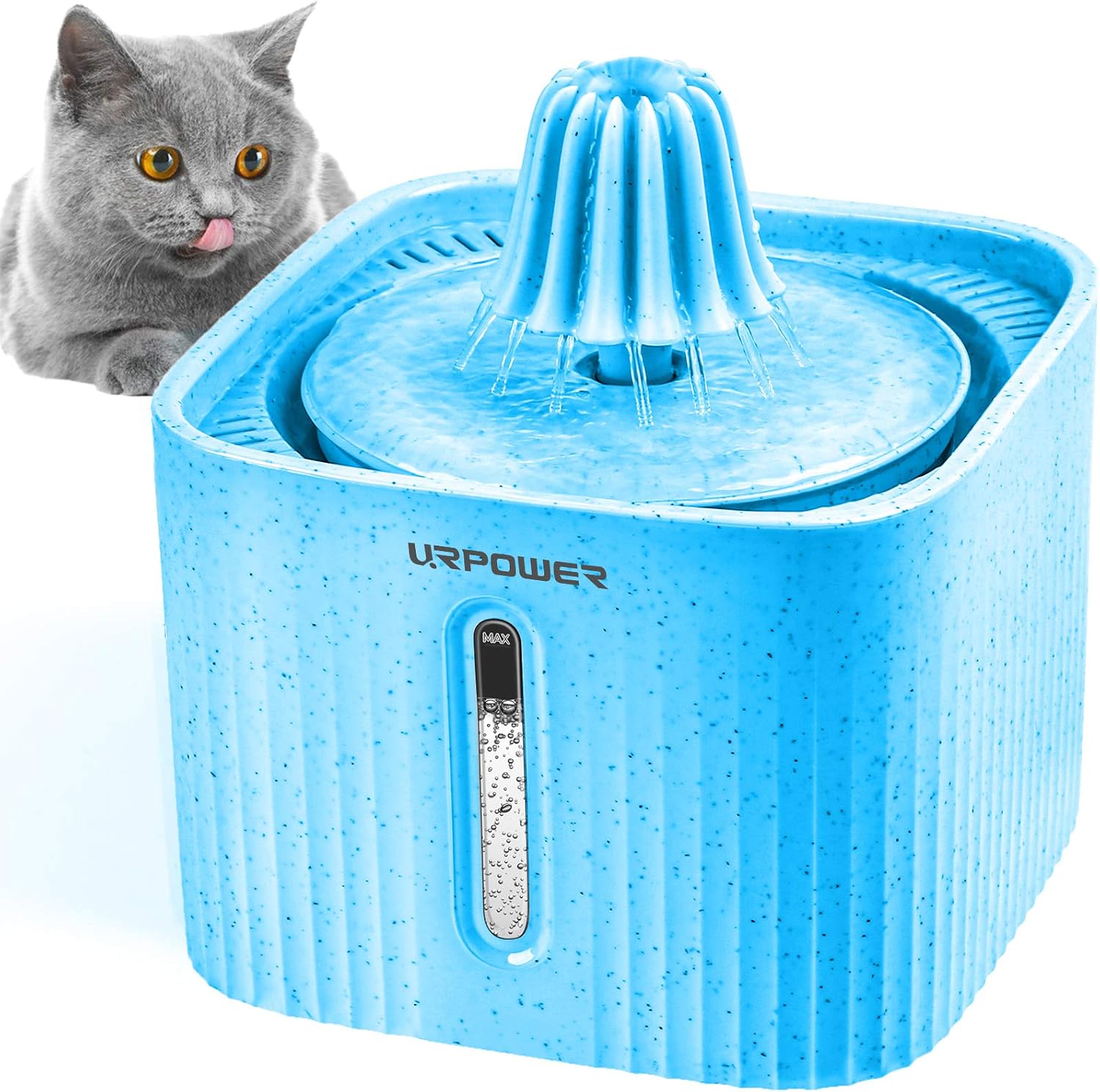 URPOWER Cat Water Fountain 84oz/2.5L Automatic Pet Water Fountain Super Quiet Cat Water Dispenser with Water Level Window Dog Water…