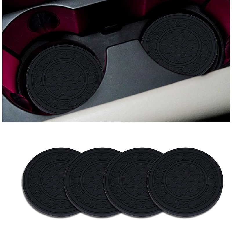 Kit com 4 Porta-Copos Redondos para Carro em PVC 6,99 cm Couslcd Preto com Loop Duplo
