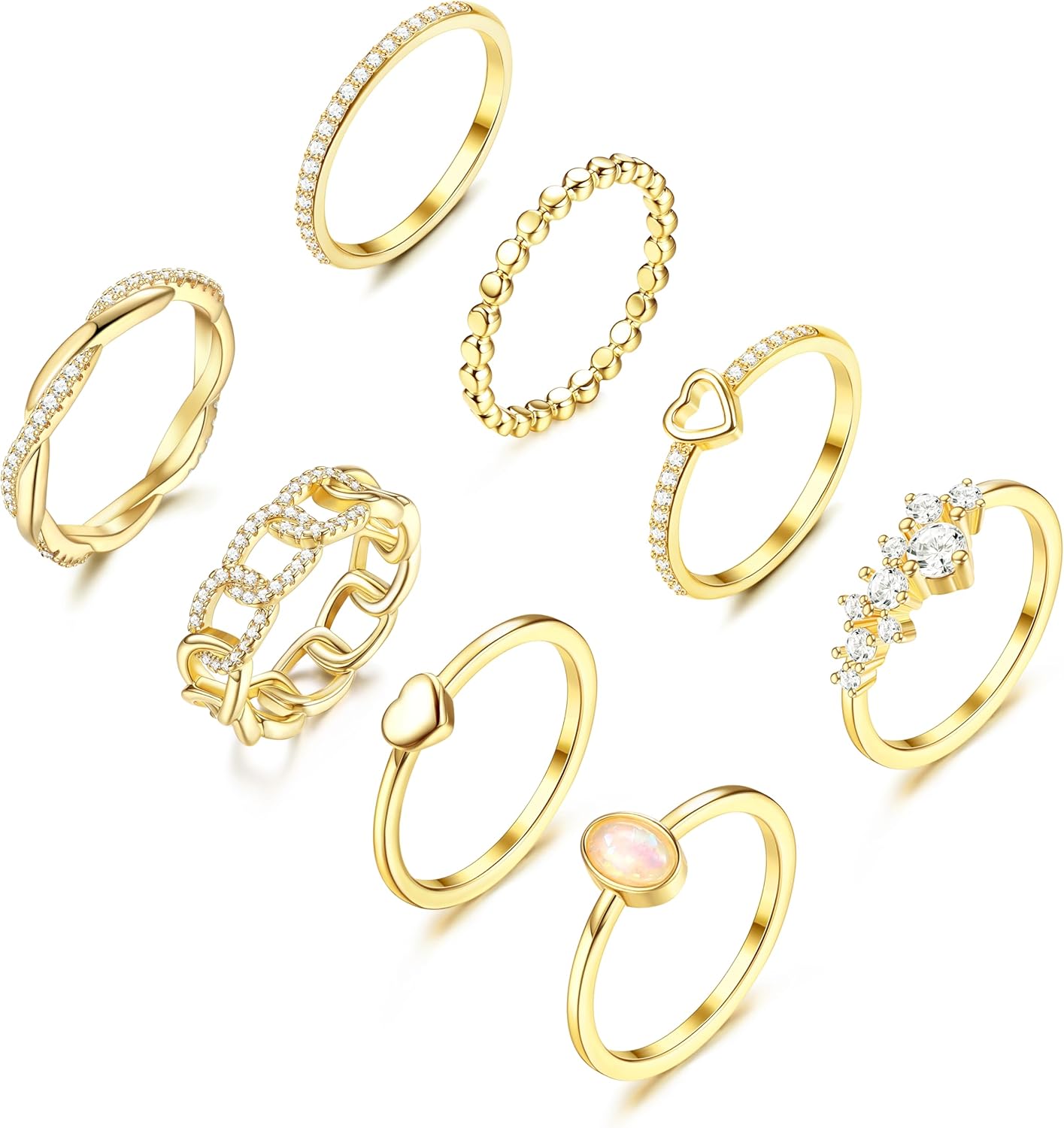 Finrezio 14K Gold Stackable Rings for Women Non Tarnish Trendy Dainty ...