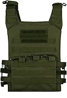 Vista 1 de UNISTRENGH Chaleco táctico totalmente ajustable resistente de nailon 900D para paintball con protector de seguridad de EVA desmontable Verde militar