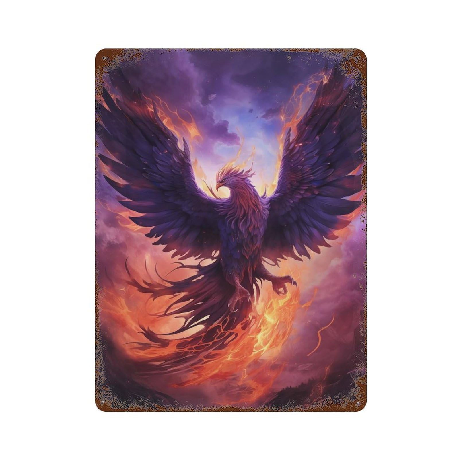 Vintage Metal Tin Sign Mystical Phoenix Bird 15.7"x11.8", Industrial Home Decor for Farmhouse, Kitchen And Entryway Decor