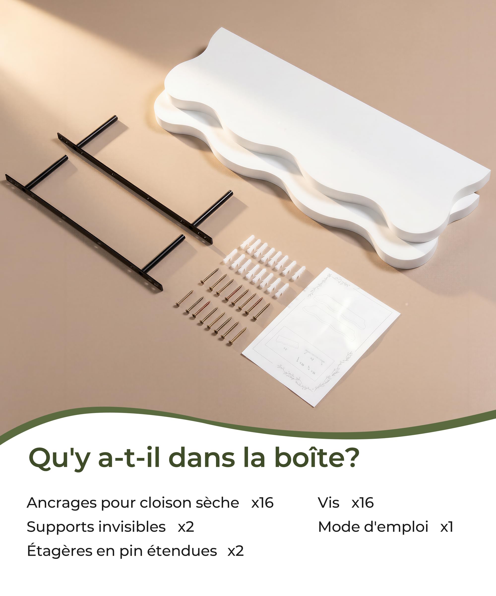 Étagères flottantes Blanches Lot de 2 60 cm