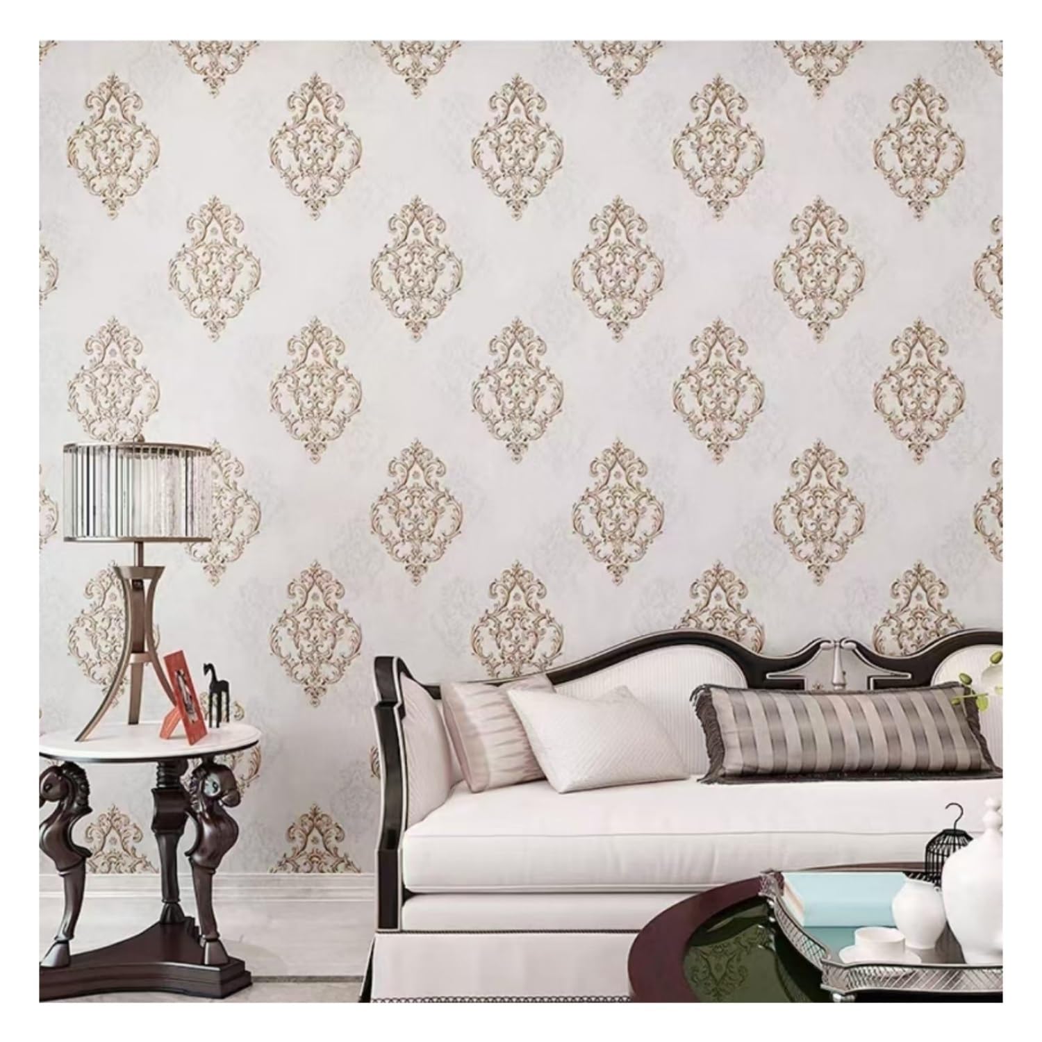 Lxlambentive European Style Self Adhesive Wallpaper – 3D Embossed, Eco-Friendly & Peel and Stick Wallpaper, 53cm Roll for Living Room, Bedroom, Kids’ Room, Feature Walls(A,0.35 * 3m)