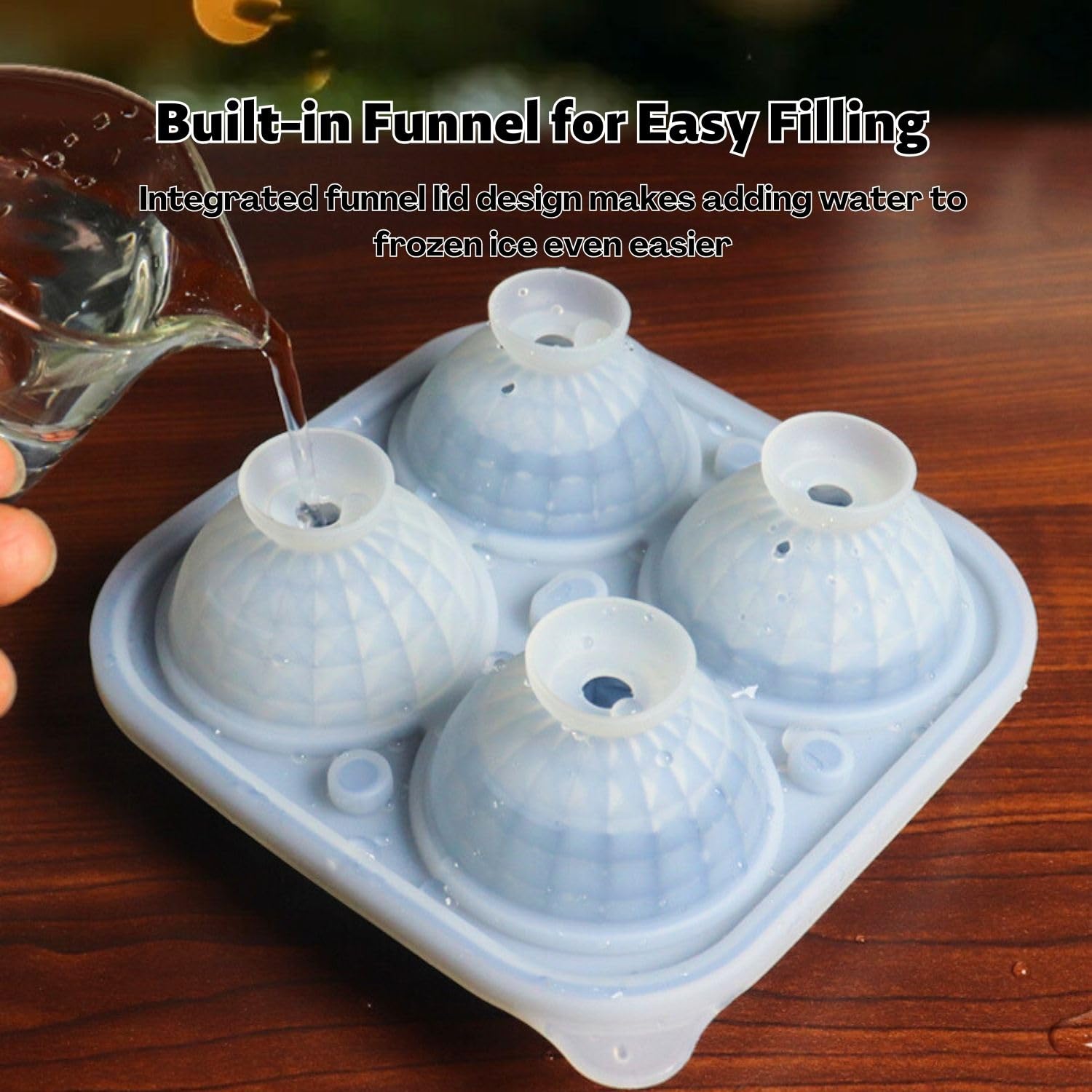 Stampi Per Ghiaccio In Silicone Con Coperchio: 2 Vassoi A Forma Di Rosa E Cuore Per Cubetti Giganti, Ideali Per Cocktail, Whisky E Dessert, Confezione Regalo - 5