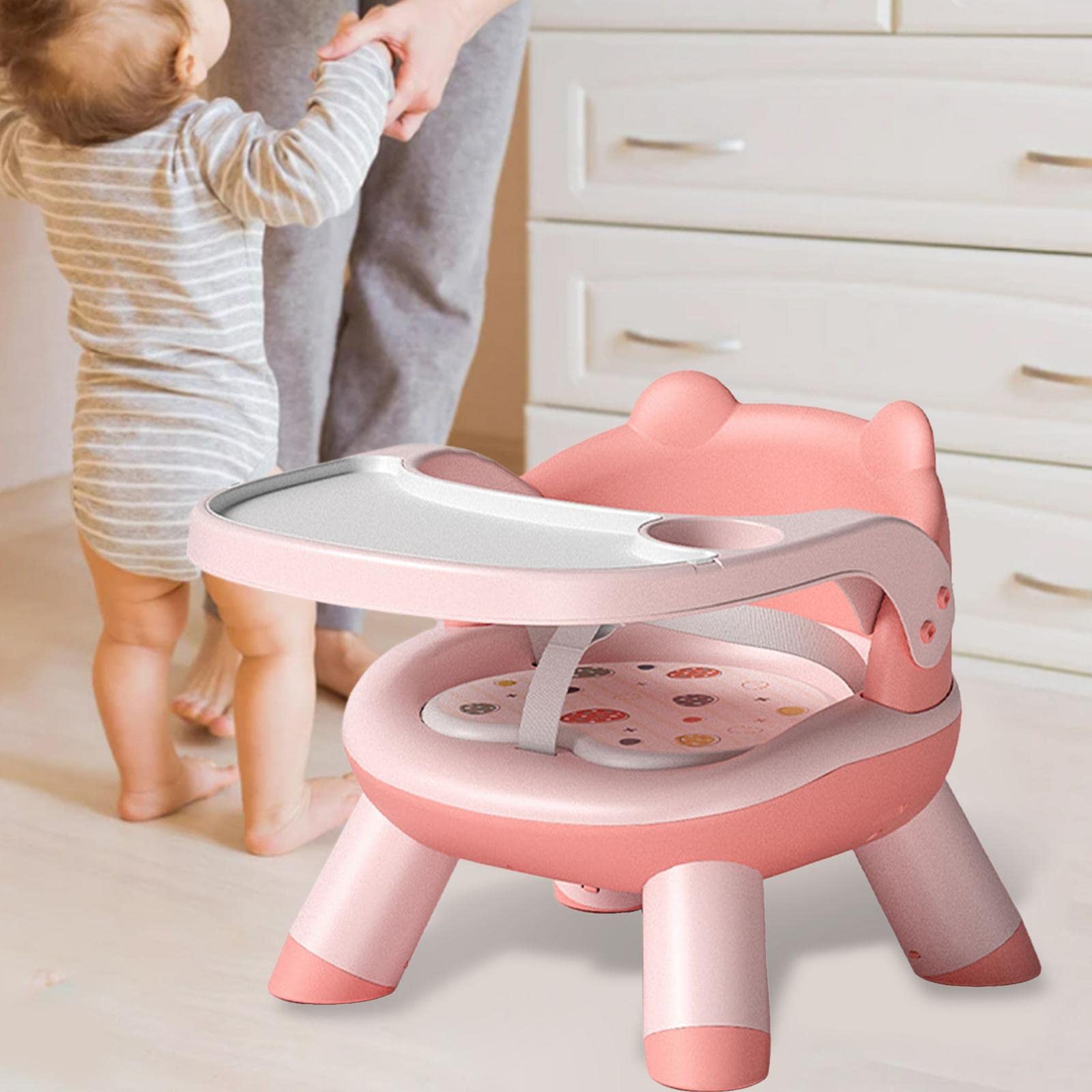 Silla para Comer Bebés Asiento Portátil Infantil Comedor con Respaldo Firme Bandeja Extraíble Cojín Suave Y Estructura Ligera Adecuada para Patio