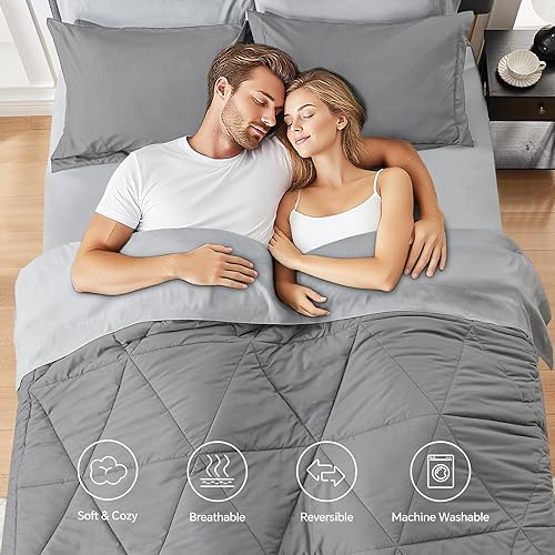 Miniatura 2 de BEDELITE Juego de edredón individual XL de 5 piezas en una bolsa, juego de cama reversible de microfibra suave individual extra largo gris con