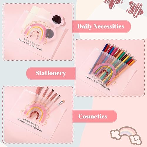 Vista 33 de Wesiti 50 bolsas de cosméticos de arco iris, regalos inspiradores, citas motivacionales, bolsa de maquillaje a granel impermeable con cremallera