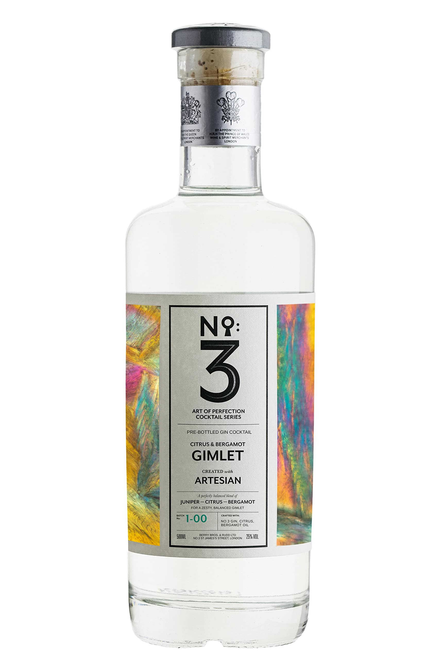 No.3 Gin Gimlet Ready to Drink Cocktail, 50cl, 25% ABV Pre-Bottled Cocktail, Combines Gin with Bergamot and Citrus with the World’s Best Gin, Gin with the Key