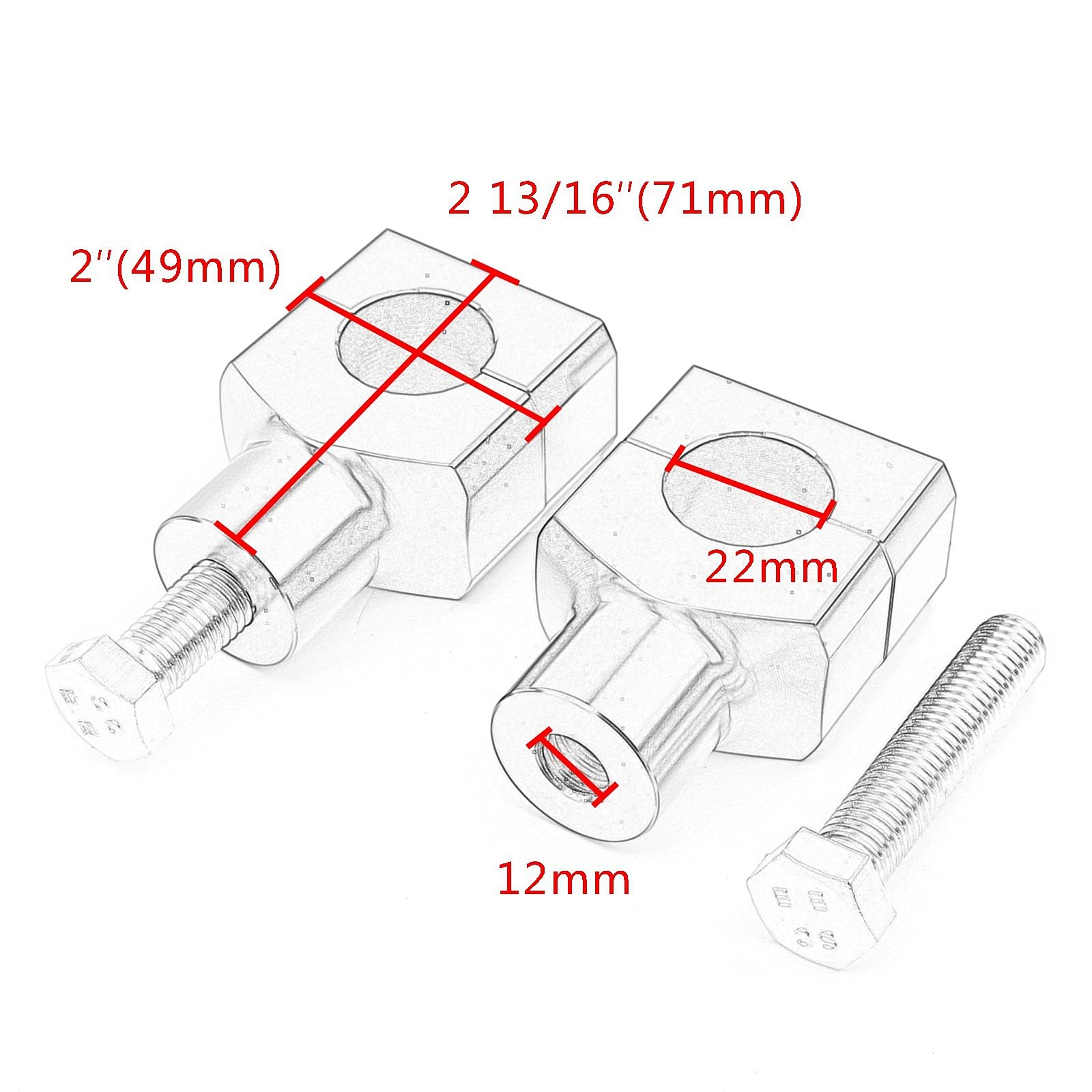 Universal 1 Zoll 7/8 Zoll 22 mm 25 mm Motorrad Lenker Klemme Kit Motorrad Lenker Erhöhung Bar Mount Griffklemme Motorrad Lenkererhöhung (Farbe: 22 mm 2)