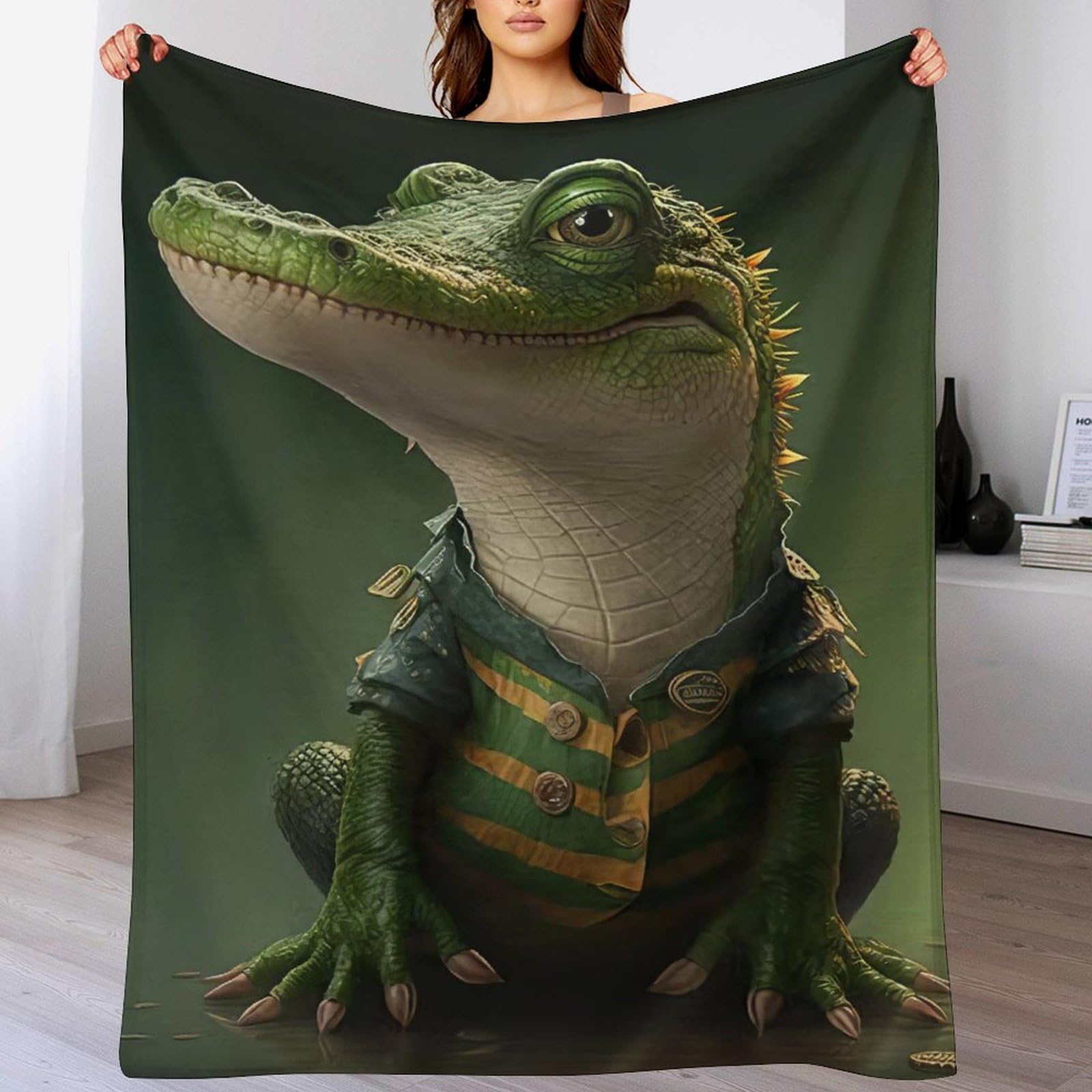 Couverture de canapé chaude motif crocodile pour soirée cinéma