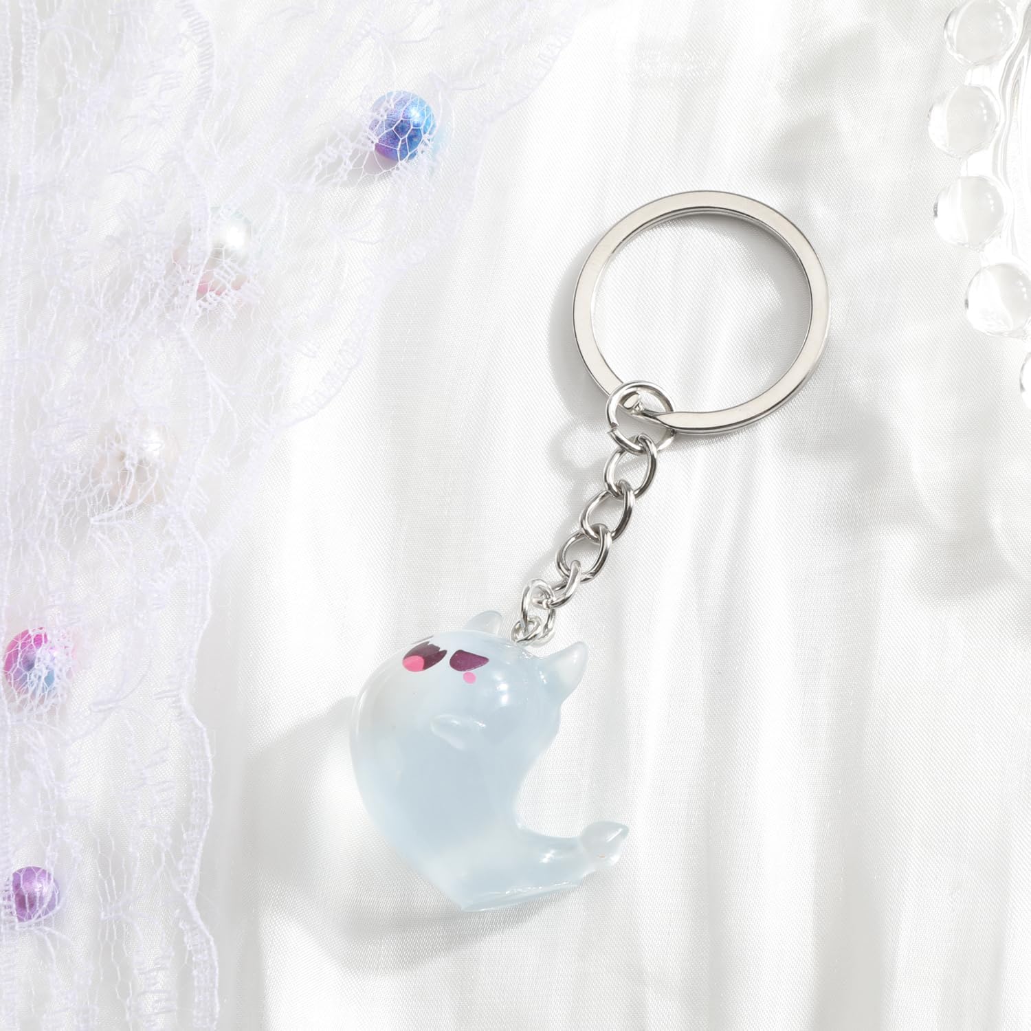 Cute Ghost Keychain for Women Spooky Boo Accessory for Keys Cute Halloween Bag Charm and Decor All Year - Image 4