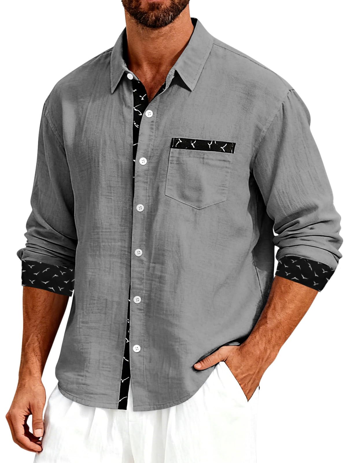 Men's Linen Shirts Short Sleeve Casual Shirts Button Down Shirt for Men Beach Summer Wedding Shirt