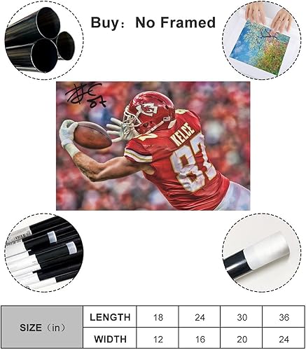 Miniatura 2 de BAWEE Póster de lona Travis Kelce para decoración de dormitorio, paisaje deportivo, oficina, habitación, regalo, sin marco 12 x 18 pulgadas (11.8 x