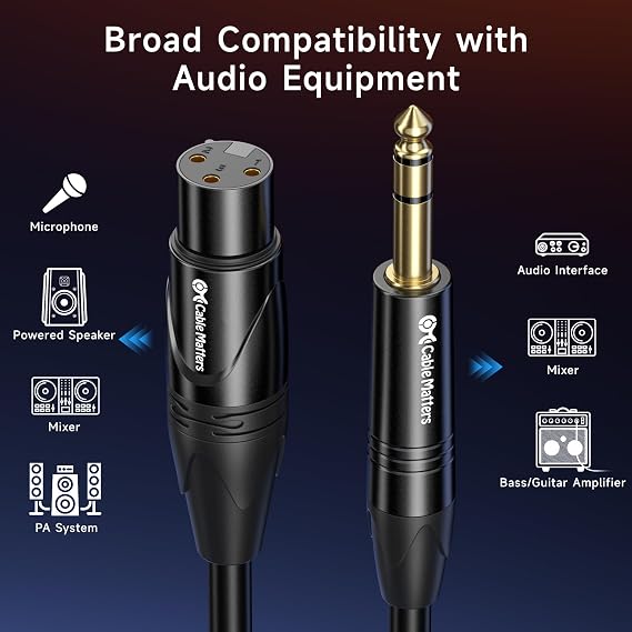 Cable Matters 6.35mm 1/4 Inch TRS to XLR Cable, Male to Female, 3ft