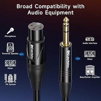 Cable Matters 6.35mm 1/4 Inch TRS to XLR Cable, Male to Female, 3ft