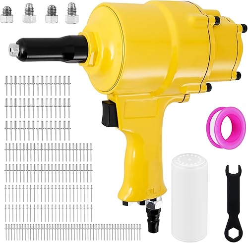 Consfly Pistola de remache neumática, remachadora de aire de diseño de doble cilindro, 332 pulgadas, 18 pulgadas, 532 pulgadas, 316 pulgadas,
