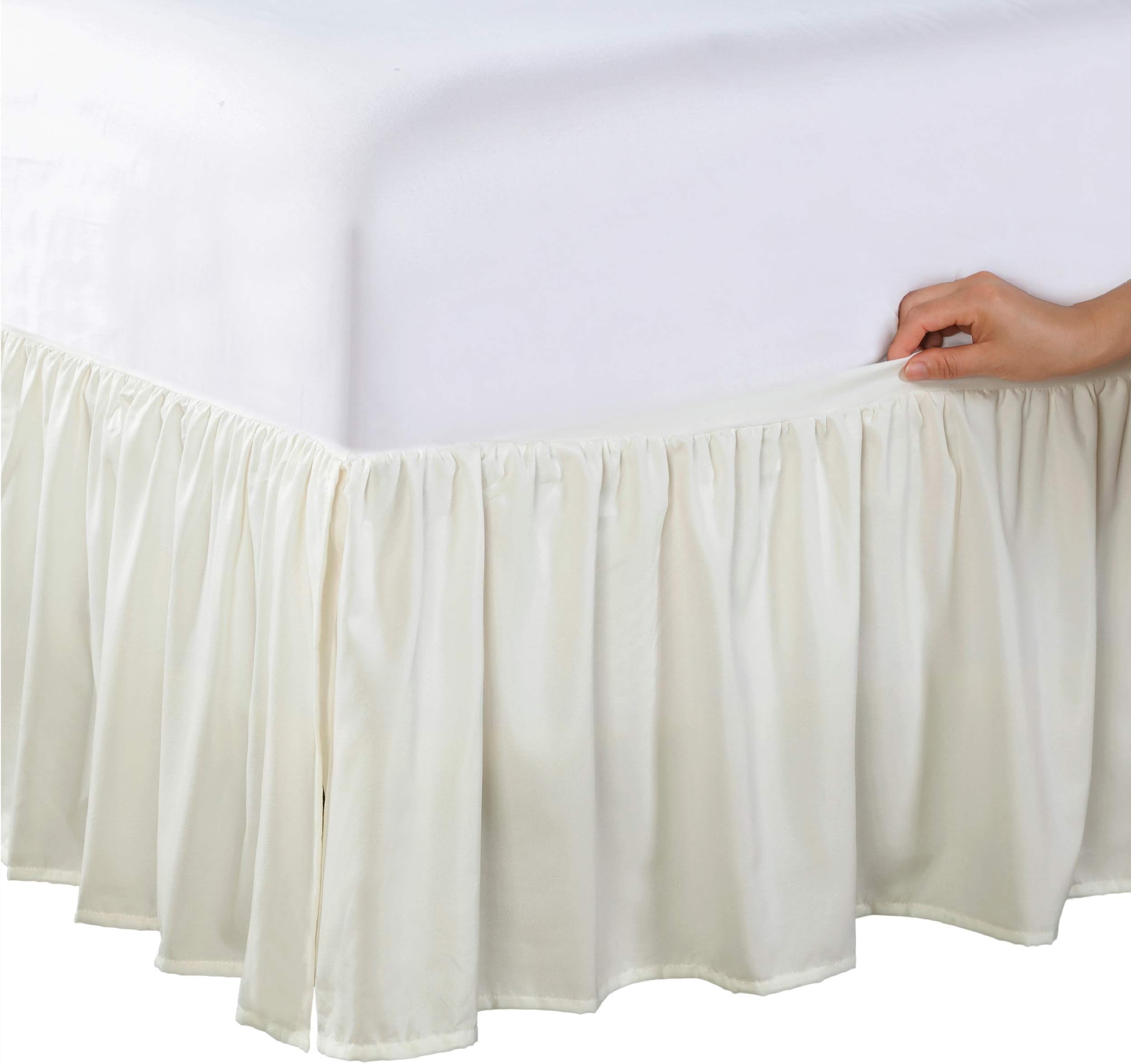 Bed Maker’s Never Lift Your Mattress Microfiber Wrap-Around Bed Skirt, Gathered Ruffled Style, Classic 14 Inch Drop Length, Full, Ivory