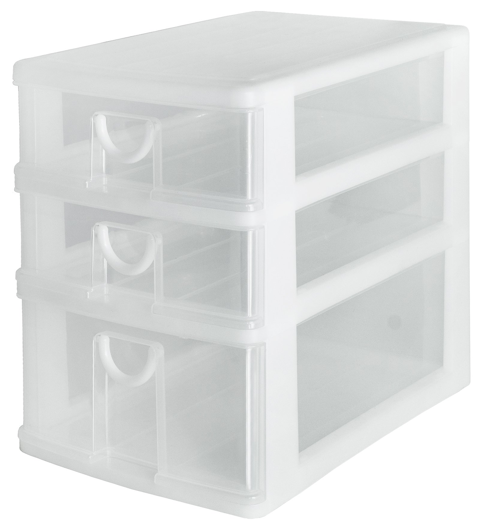 SankoPlastic Elpis Small Storage 3 Tiers, Width 10.9 x Depth 13.8 x Height 12.8 inches (25.2 x 35 x 32.4 cm), White