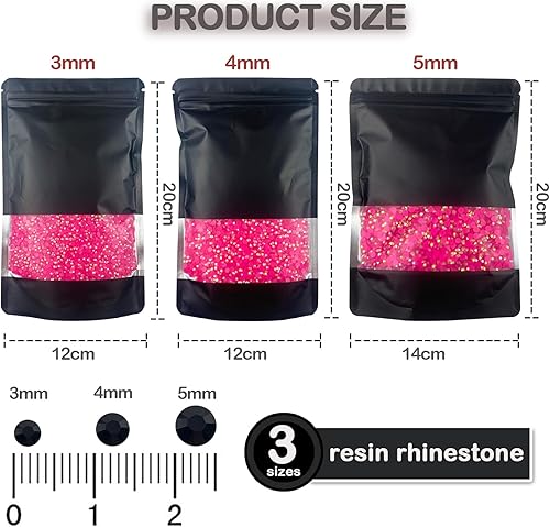 Miniatura 2 de CLRDIVA 10000 unidades al por mayor SS20 de 0.197 in de diamantes de imitación rosa intenso AB de resina AB gelatina de parte trasera plana, piedras